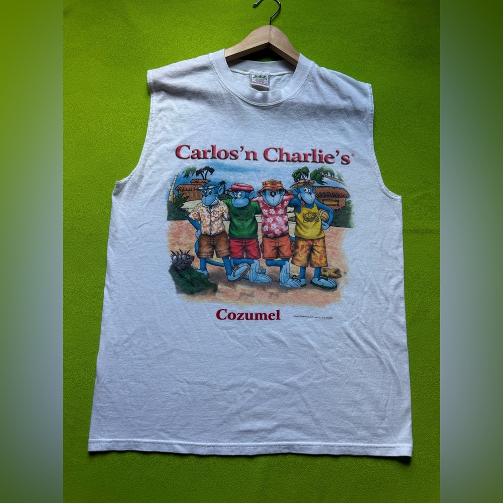 VINTAGE Carlos 'n Charlie's Cozumel Black T-Shirt Double Sided Men’s Size Large